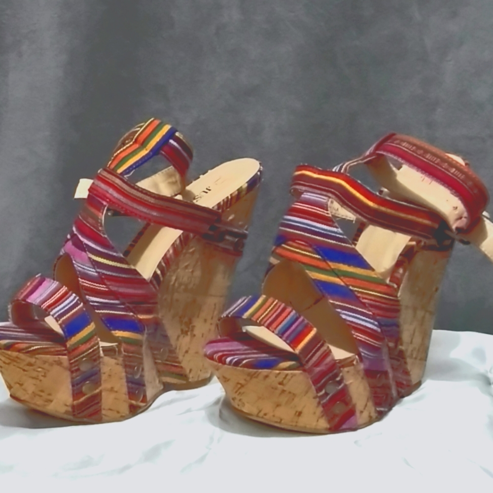 JustFab multi-color wedges 8.5